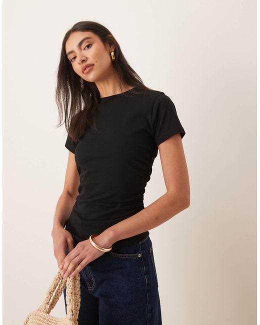 ASOS Black Ruched Side Asymmetric T-shirt