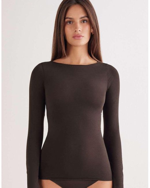 Intimissimi Black Boat-Neck Ultralight Cotton Top