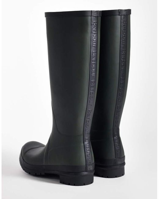 Barbour Black Abbey Tall Wellington Boot With Logo Detail