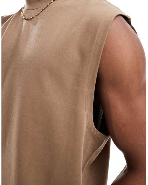ASOS Oversized Tanktop Van Zware Stof in het Brown voor heren