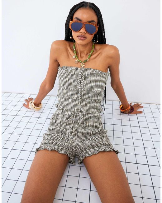 River Island White – geraffte shorts