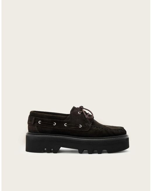AllSaints Black Aastha Boat Shoe