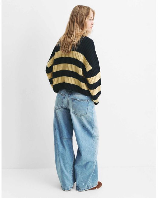 Pull&Bear White – gestreifter pullover