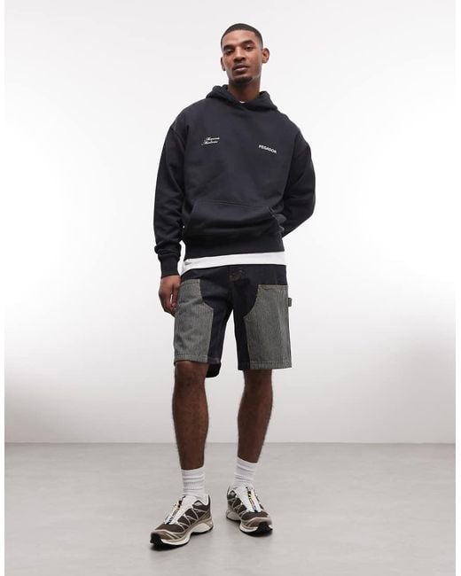PEGADOR Black Rochefort Oversized Hoodie With Back Print Graphic for men