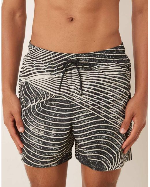 Calvin Klein Gray All Over Print Drawstring Swim Shorts for men