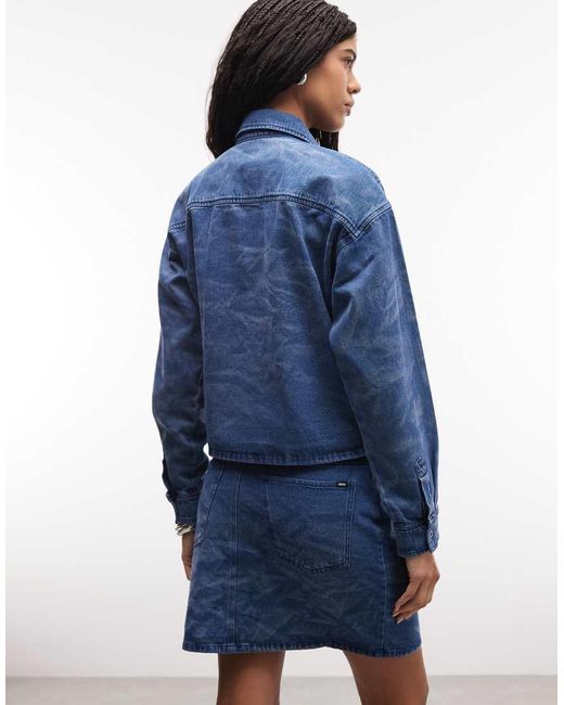 Obey Blue Trinity Wrinkle Denim Shirt Co-ord