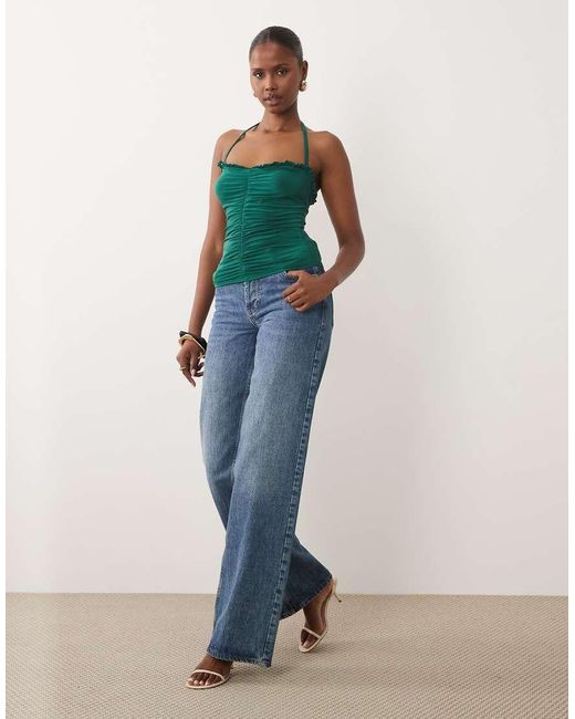 ASOS Green Ruched Halter Neck Cami Top