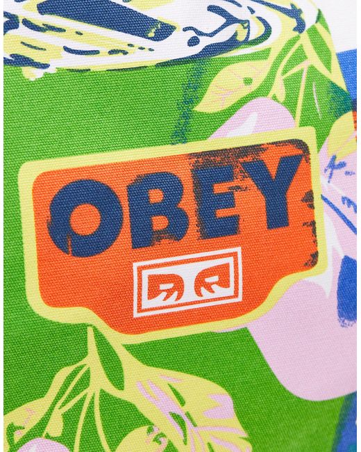 Borsa shopping con stampa vivace di Obey in Blue