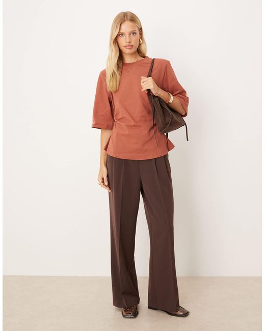 ASOS Red Cinched Shoulder Pad Tee