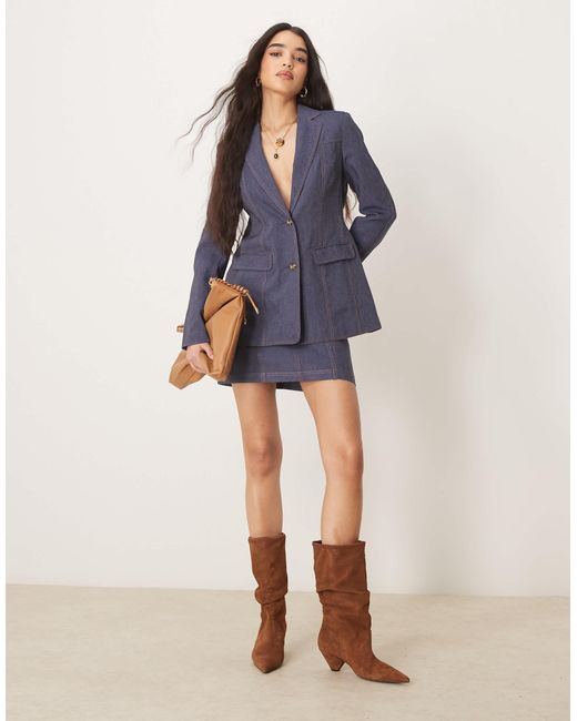 Jupe d'ensemble ajustée en aspect denim ASOS en coloris Blue
