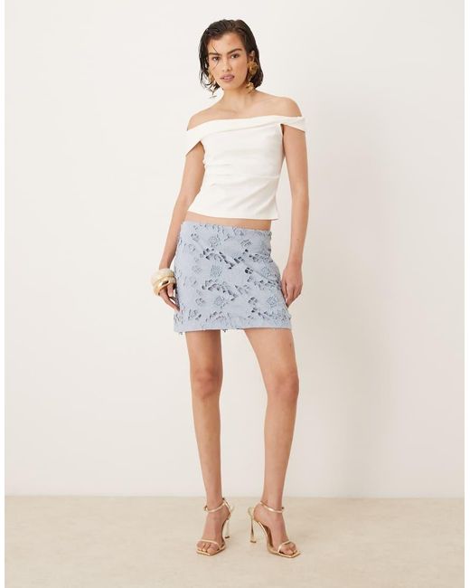 Mango Blue Crochet Flower Skirt