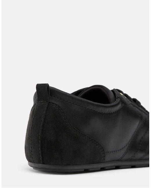 Stradivarius Black Satin-effect Trainers With Thin Soles
