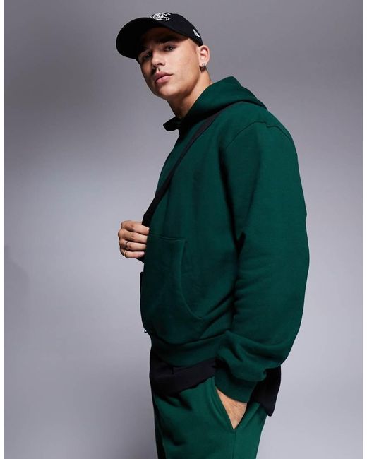 ASOS Green Premium Heavyweight Boxy Oversized Hoodie 400Gsm for men