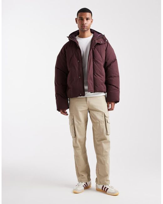 ASOS Brown Oversized Puffer Jacket for men