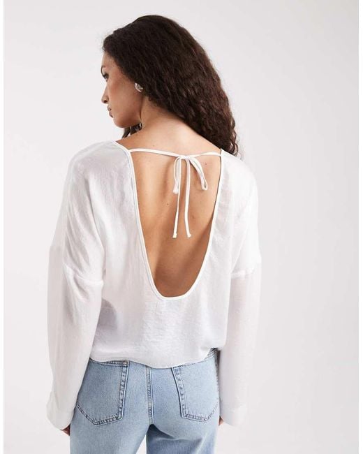 Blusa De Manga Larga Con Detalle Redondeado De ASOS de color Blue