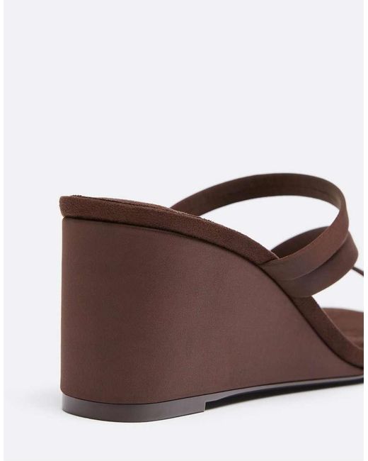 Stradivarius Brown Wedge Platform Heeled Sandals