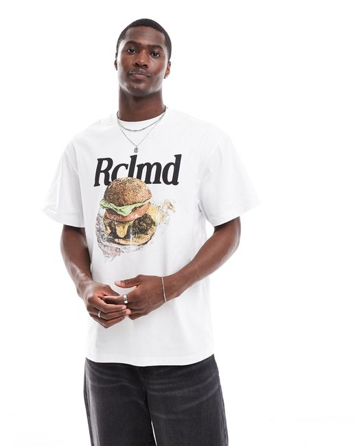 Reclaimed (vintage) White Oversized T -shirt With Burger Print
