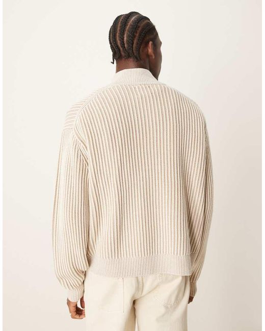 Jersey Extragrande Con Media Cremallera De Punto A Rayas De -Blanco Abercrombie & Fitch de hombre de color Natural