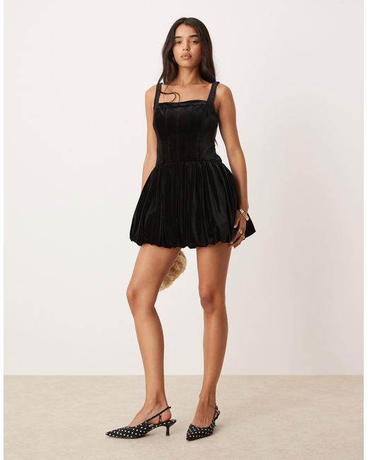 EVER NEW Black Structured Bubble Hem Mini Dress