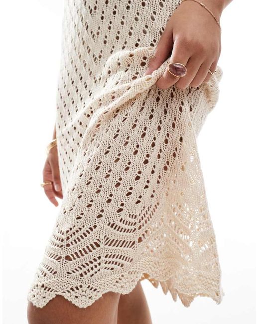 Jdy White V Neck Crochet Midi Dress