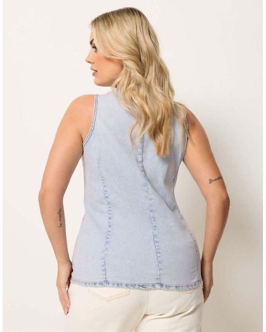 Yours Clothing Blue Denim Longline Waistcoat