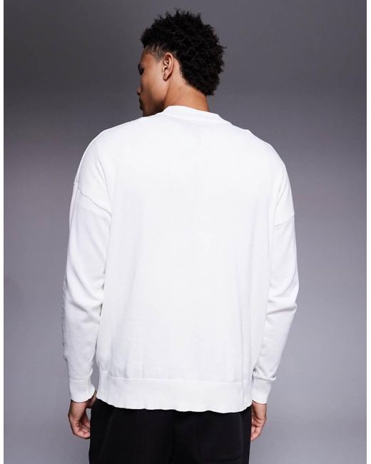 ASOS White Relaxed Long Sleeve Knitted Turtle Neck T-Shirt for men
