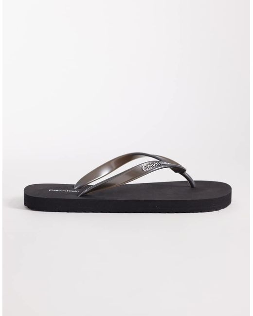 Calvin Klein Black Jeans Metallic Flip Flops