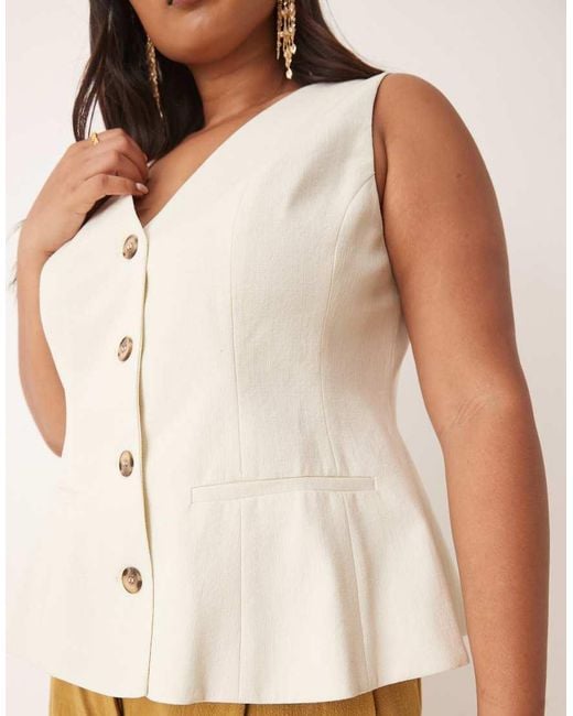 ASOS Natural Asos Design Curve Tailored Peplum Waistcoat