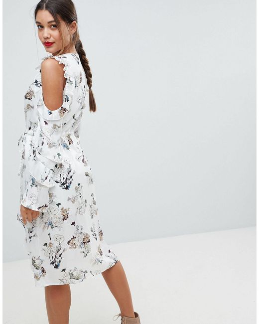 cold shoulder midi dress floral