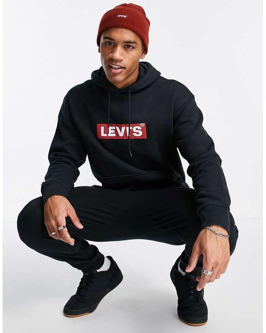 Levi's Black Hoodie With Boxtab Logo for men