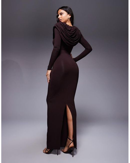 Wanderdoll Blue Grace Double Layered Cape Drape Detail Long Sleeve Maxi Dress
