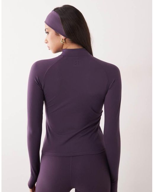 4505 Purple Icon Zip Up Studio Long Sleeve Top