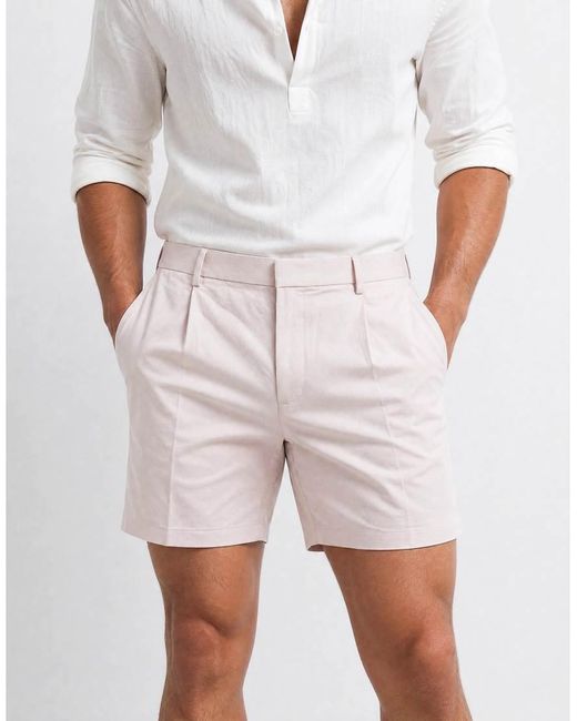 ASOS Pink Tailored Linen Rich Bermuda Shorts for men
