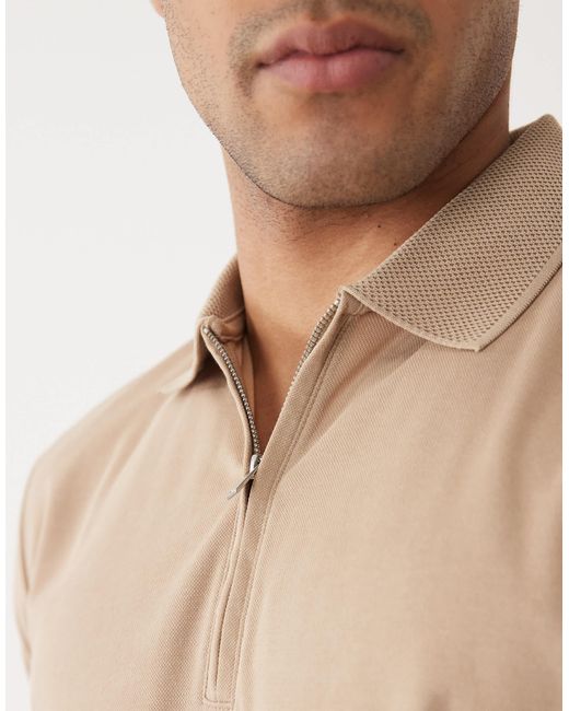SELECTED Blue Half Zip Polo for men