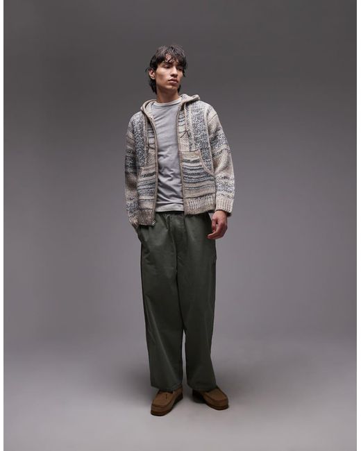 Sudadera Beis Y Gris Con Capucha Y Cremallera De Punto Baja De Obey de hombre de color Gray
