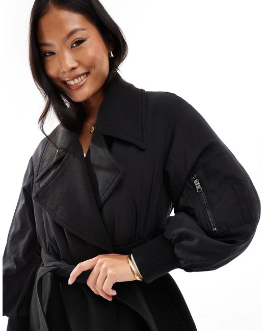 ASOS Blue Asos Design Petite Spliced Formal Bomber Coat