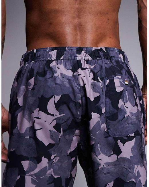 Boss Blue Boss Pike Leaf Print Swim Shorts for men
