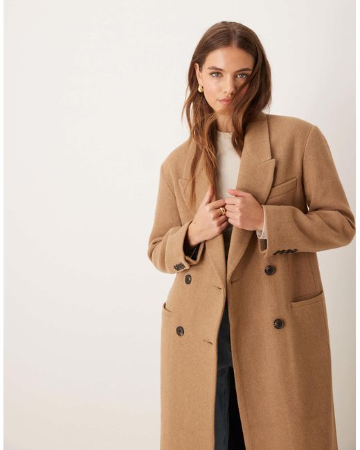 ASOS Brown Premium Wool Dad Coat