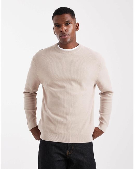Only & Sons Natural Regular Fit Waffle Knit Jumper for men