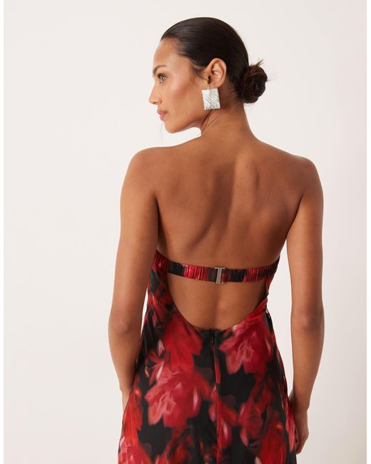 For Love & Lemons Red – trägerloses maxikleid mit romantischem blumenmuster