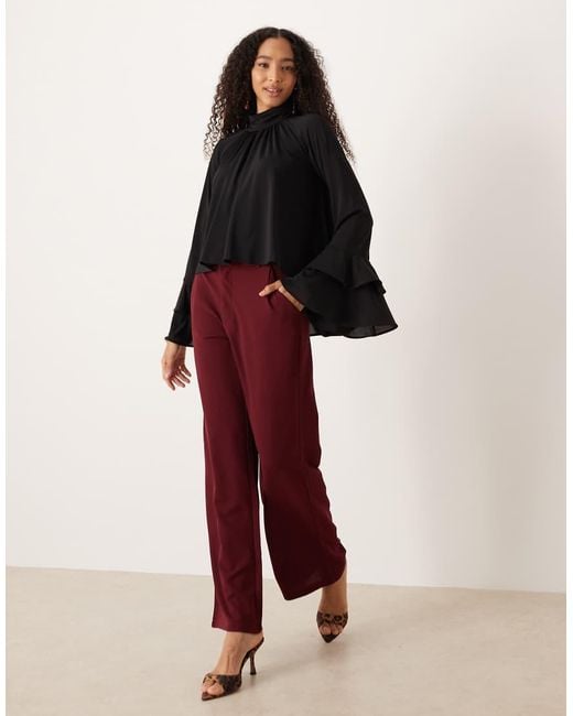 Mango Black Ruffle Detail Blouse