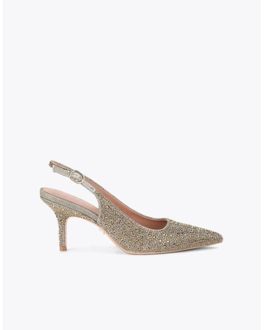 Carvela Kurt Geiger White Spirit Sling Jewel Heeled Shoes