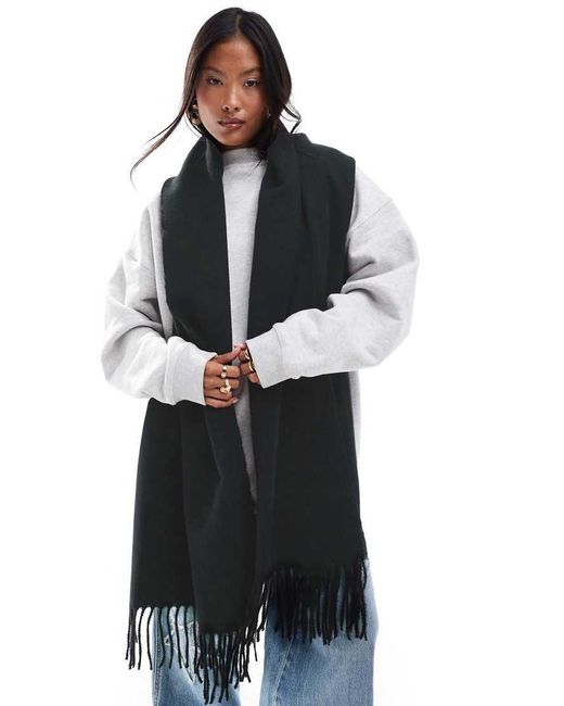 ASOS Black Supersoft Scarf With Tassels