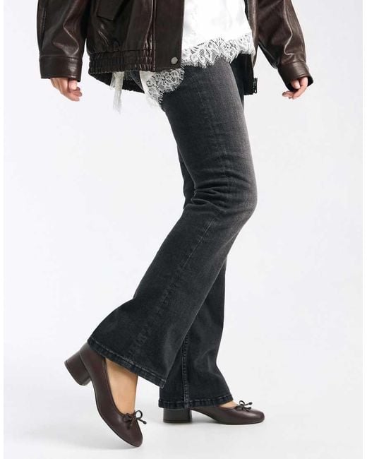 Bershka Black Heeled Ballerinas