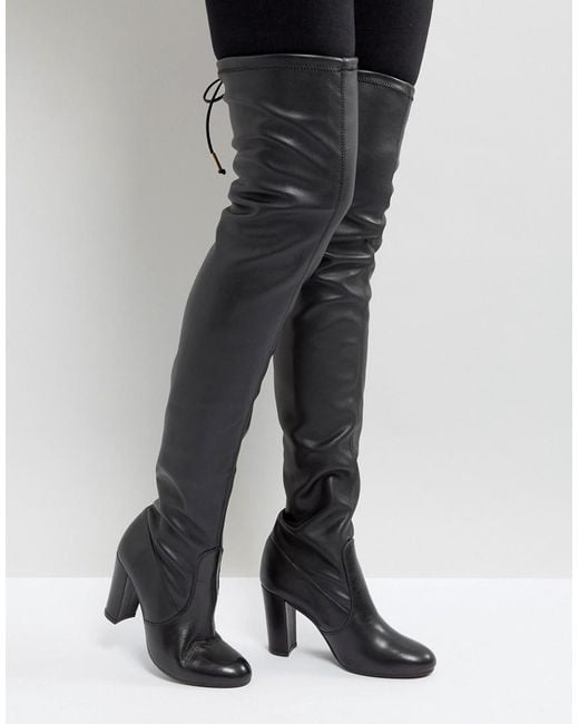 Dune Sybil Leather Over Knee Boots in Black | Lyst UK