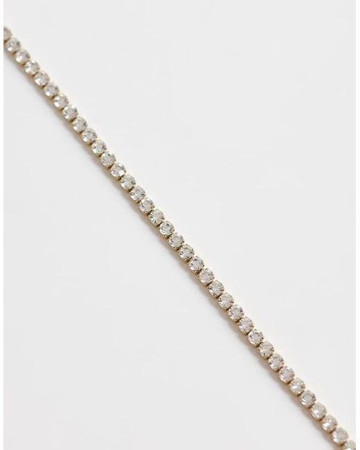 ASOS Natural Asos Design Curve Waterproof Stainless Steel Anklet With Crystal Cupchain Design