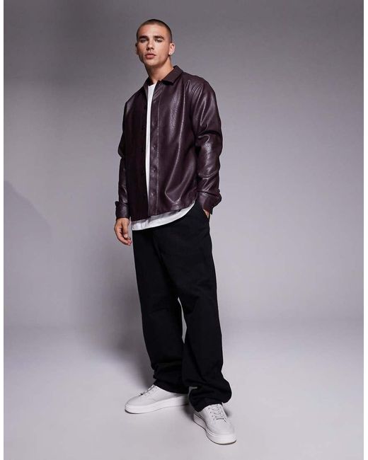 Camicia Giacca Bordeaux di ASOS in Purple da Uomo