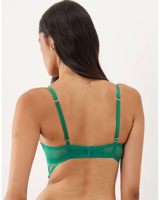 Ann Summers Green Forbidden Flora Embroidery Detail Padded Plunge Bra