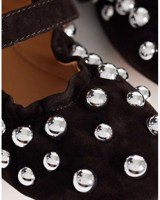 Steve Madden Black Ruched Studded Ballet Shoes