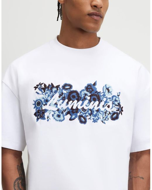 River Island White Oversized Cotton Floral Luminis T-Shirt for men